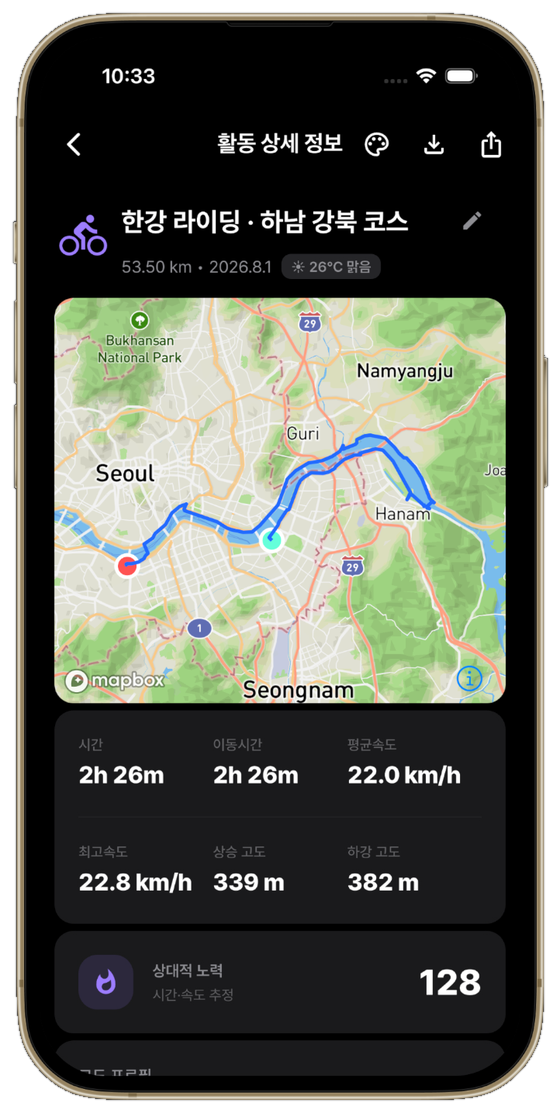 라이딩 상세 통계 화면
